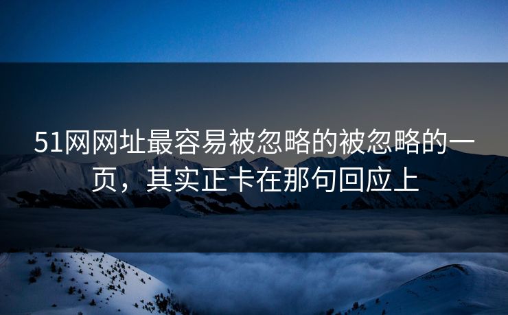 51网网址最容易被忽略的被忽略的一页，其实正卡在那句回应上