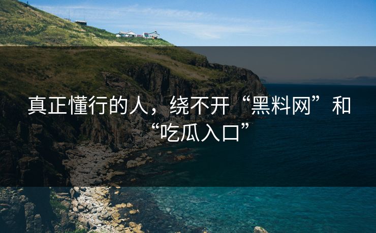 真正懂行的人，绕不开“黑料网”和“吃瓜入口”