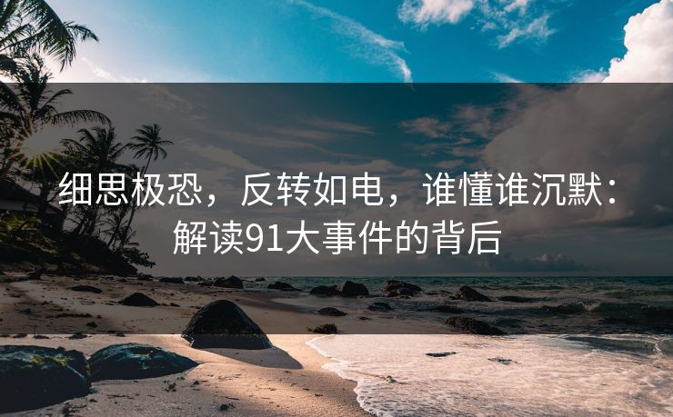 细思极恐,反转如电,谁懂谁沉默:解读91大事件的背后